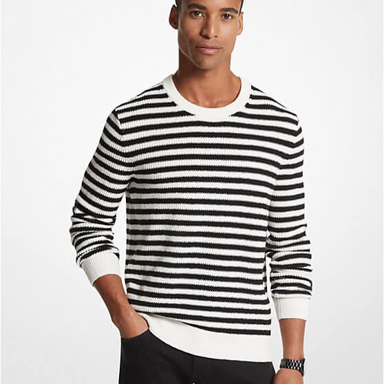 Michael Kors Striped Cotton Blend Jumper, Black/White