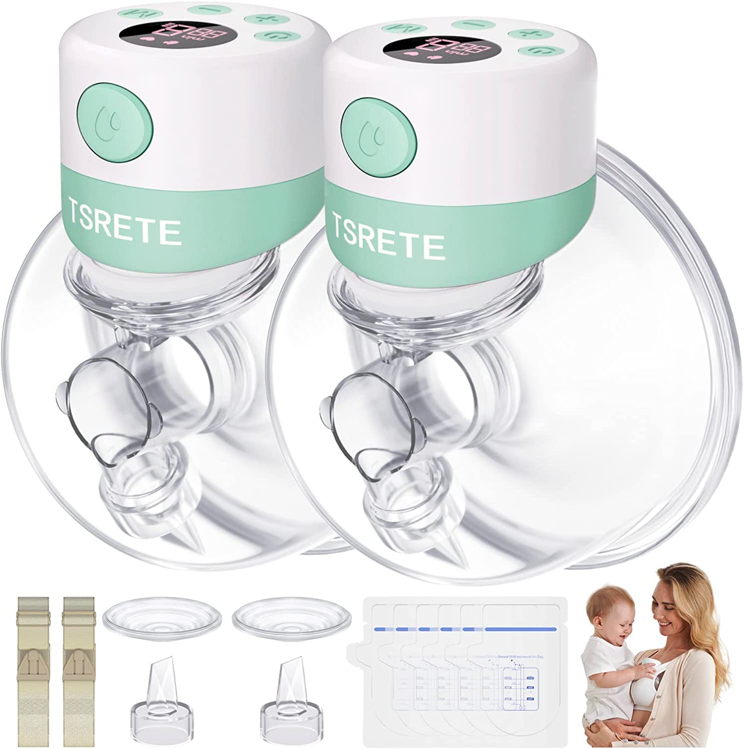 Breast pump Tsrete Hands Free, green