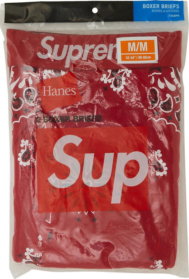 ملابس داخلية بوكسر من Supreme x Hanes Bandana (عبوة من قطعتين) باللون الأحمر