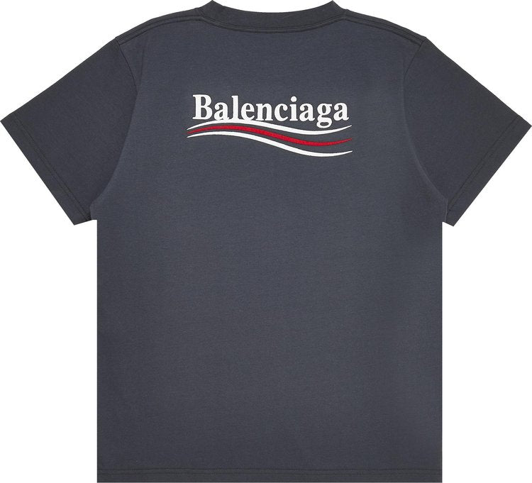 تي شيرت Balenciaga Small Fit "رمادي غامق/أبيض"، رمادي