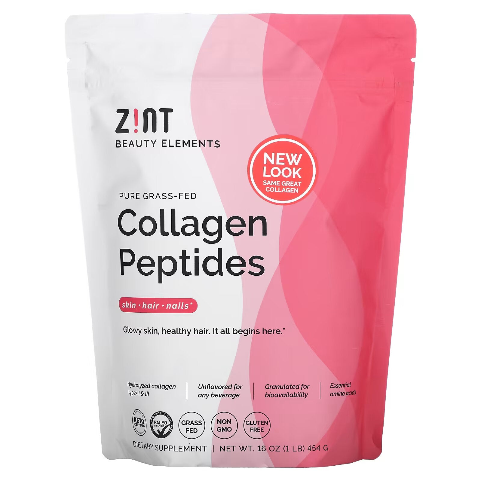 Zint, Organic Grass-Fed Collagen Peptides, Unflavored, 454 g