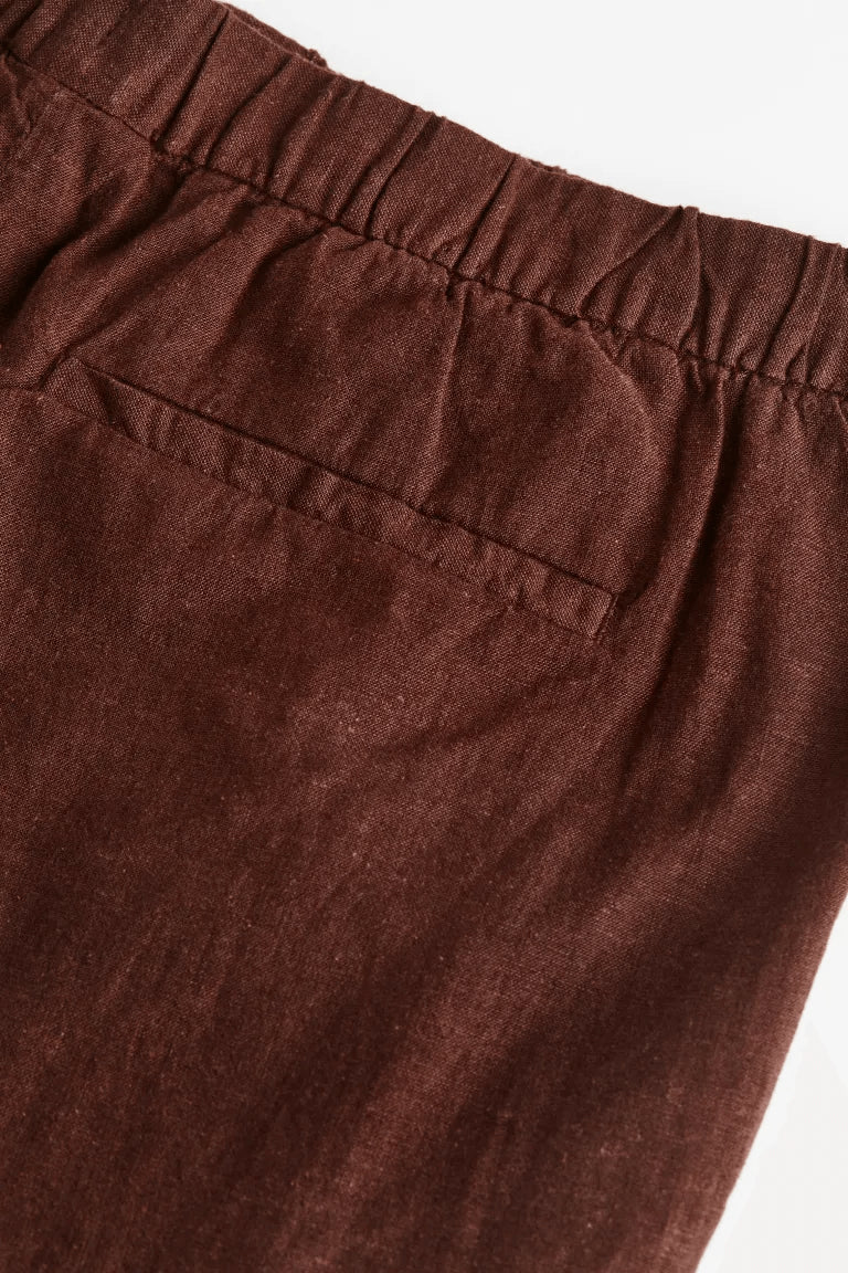 H&M Regular Fit Linen-blend trousers, brown