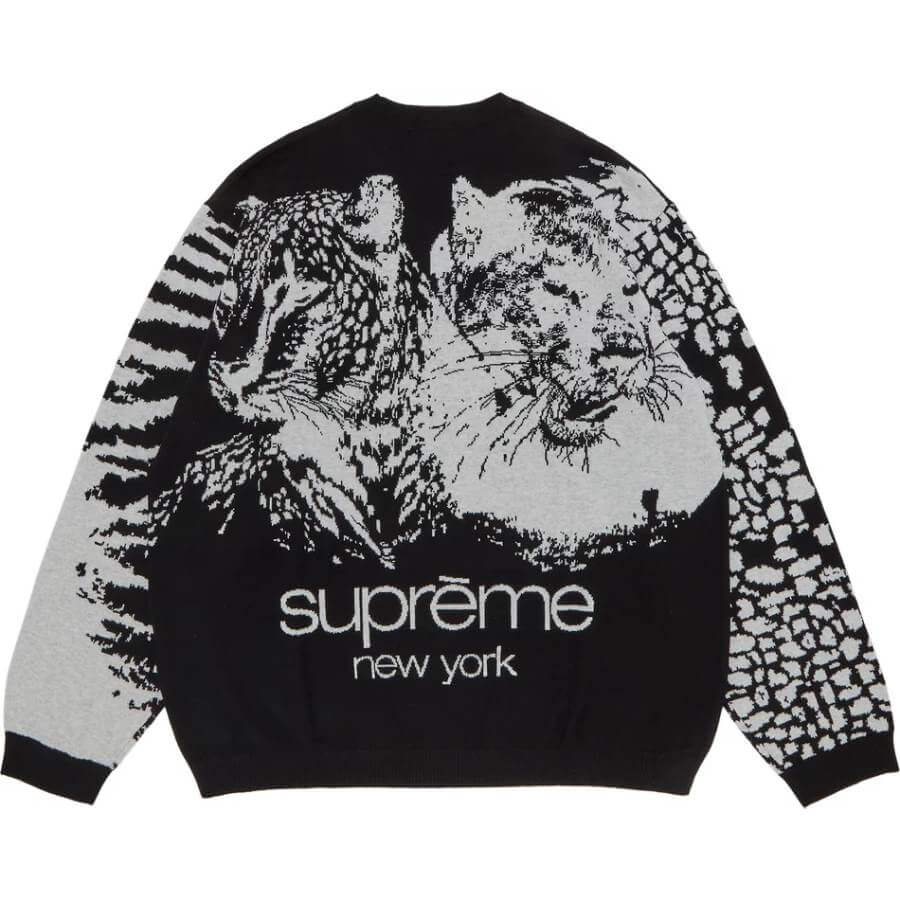 Supreme Big Cats Jacquard Sweatshirt, black