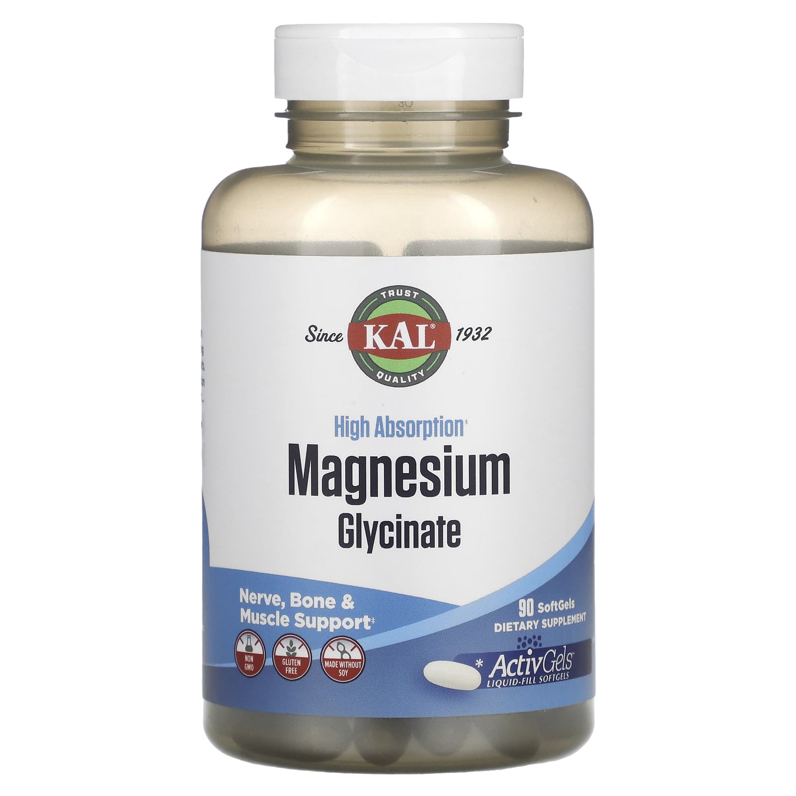 High Absorption Magnesium Glycinate, 90 Softgels KAL