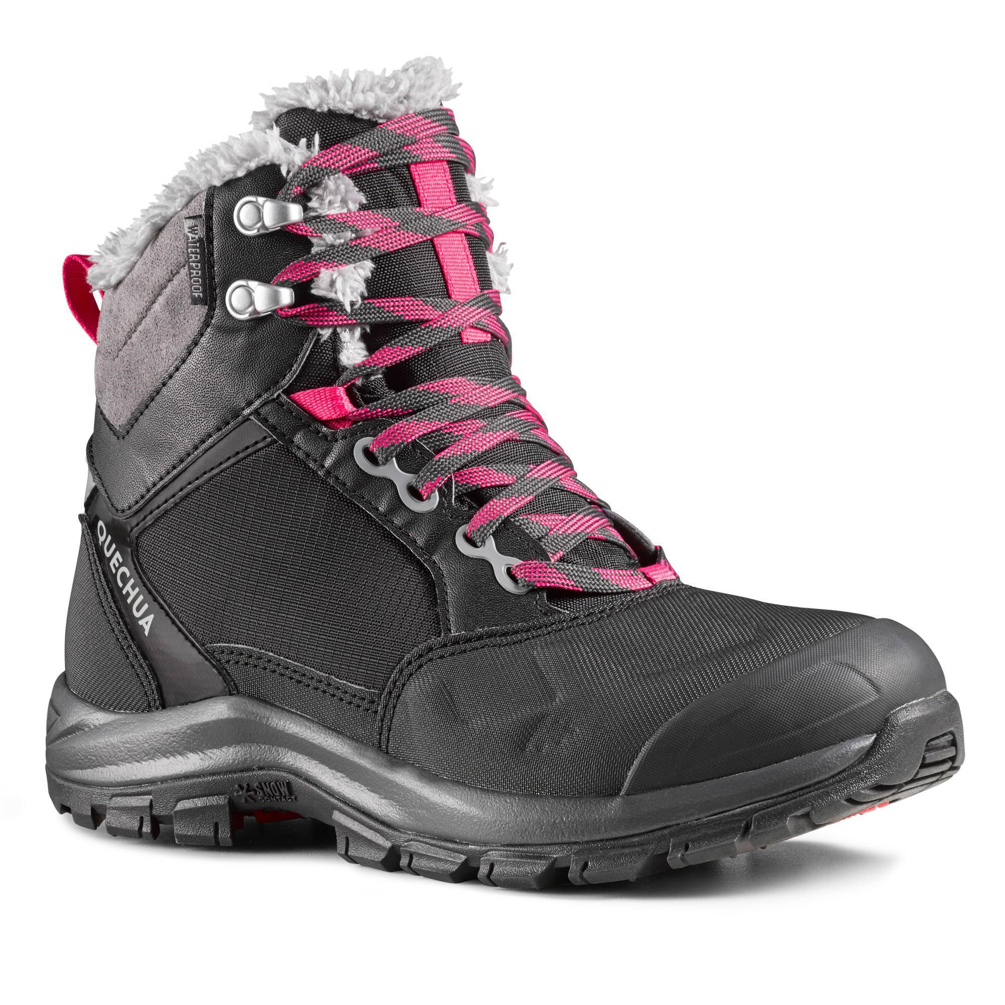 Women's hiking boots Quechua SH520 X-Warm, black/raspberry red