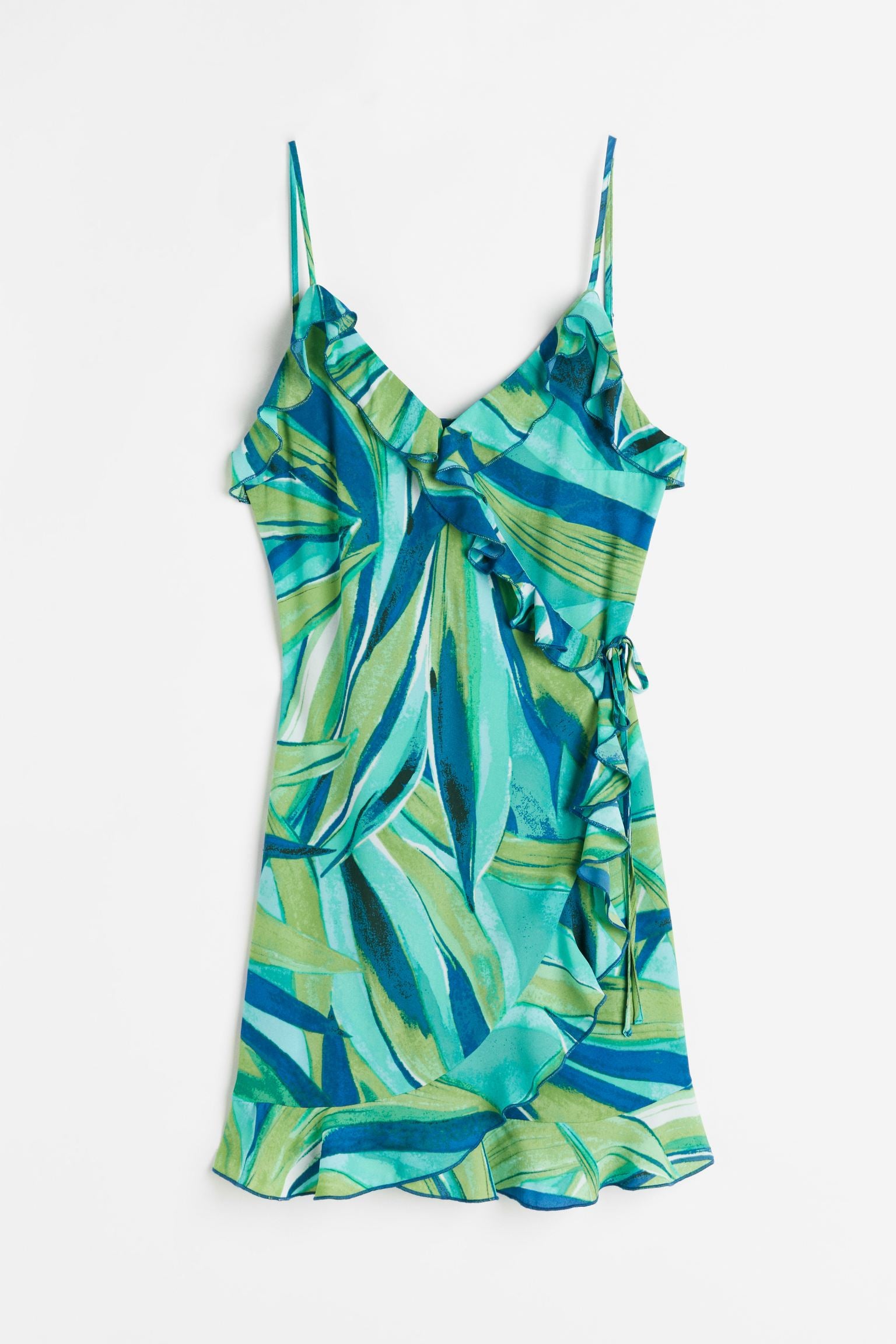 H&M Flounce-trimmed Wrap dress, turquoise