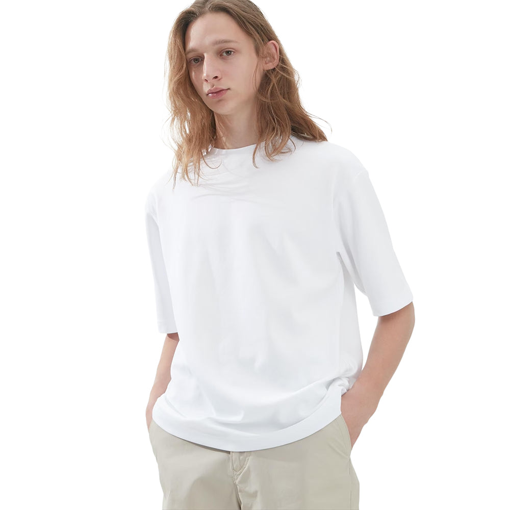 Uniqlo U Airism Cotton Oversized Crew Neck Half-Sleeve Unisex T-Shirt, White