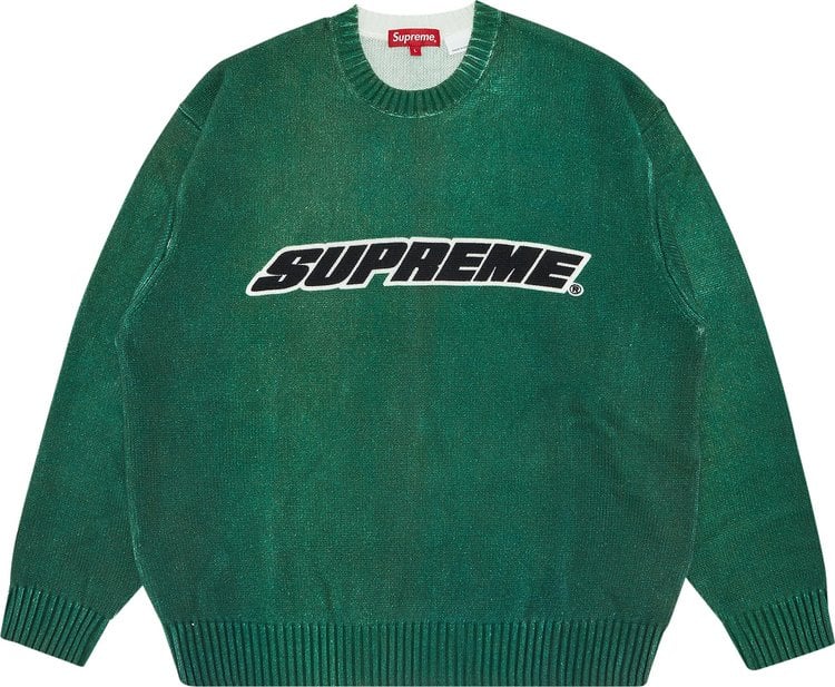 Supreme Printed Washed Sweater 'Olive', green