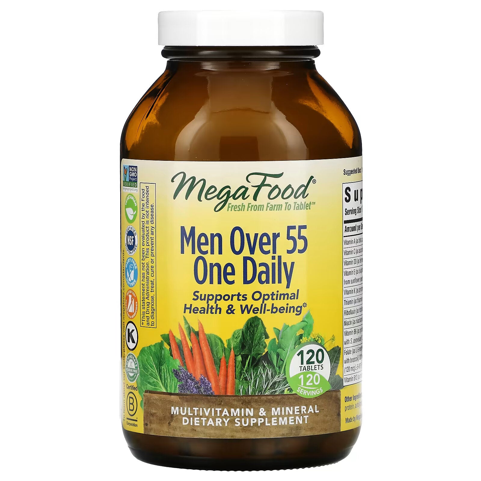 MegaFood, a once-daily multivitamin for men over 55 120 tablets