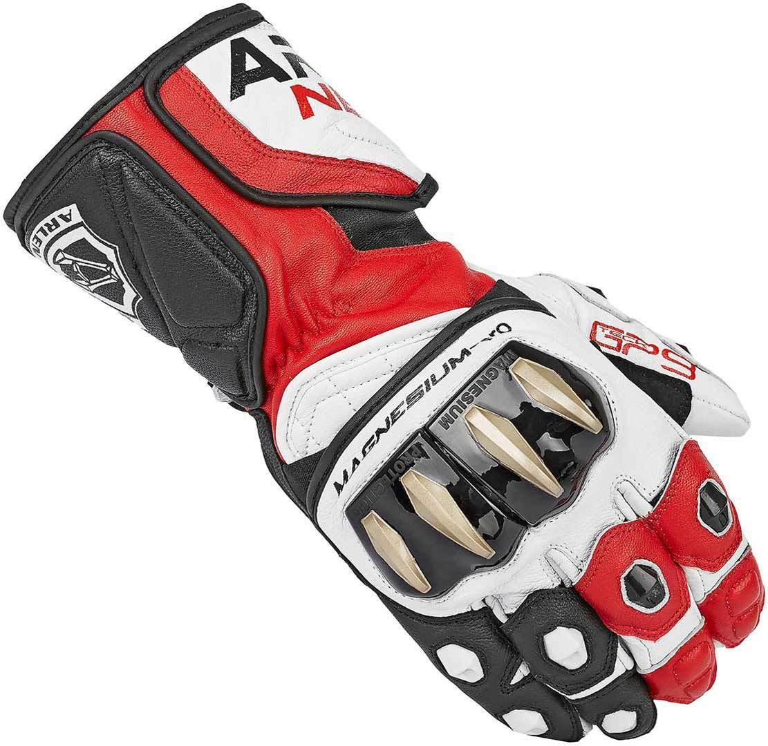 Arlen Ness Sugello Motorcycle Gloves, Black/White/Red