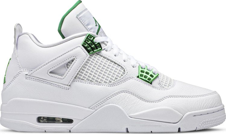 Air Jordan 4 Retro Green Metallic Sneakers, White