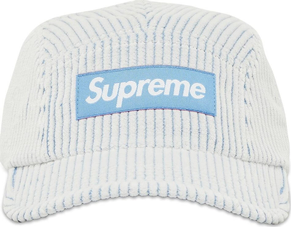 Supreme 2-Tone Corduroy Camp Cap, White