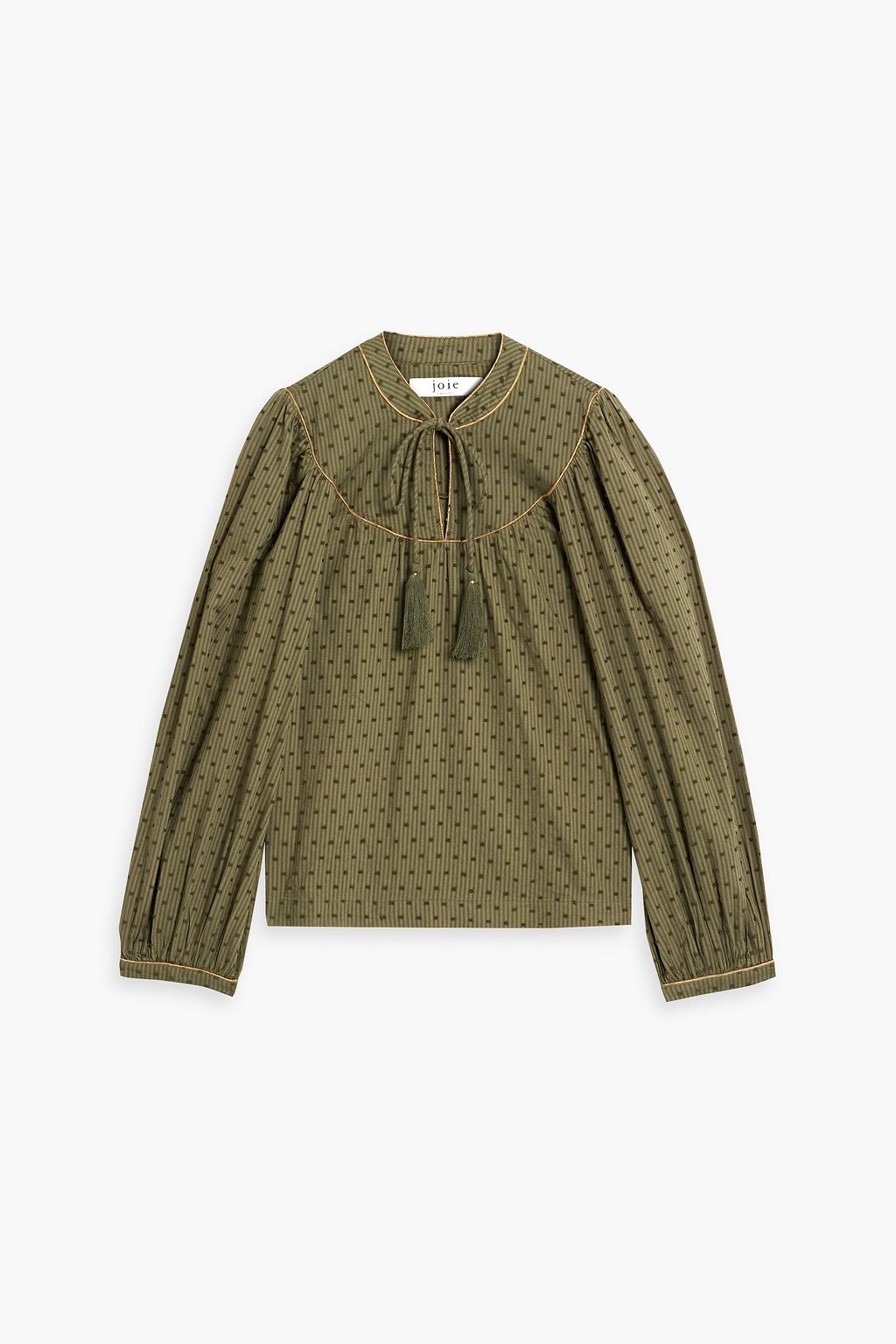 Keena blouse in cotton jacquard striped fil coupe JOIE, green