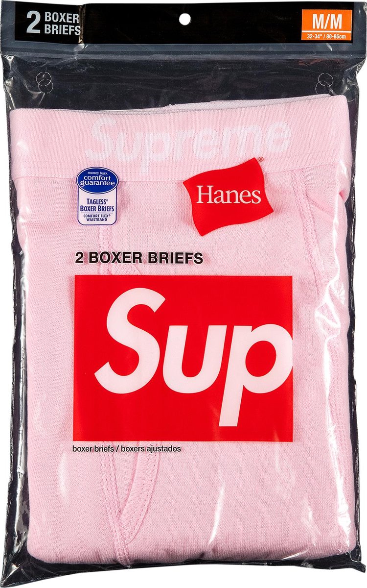 ملابس داخلية بوكسر Supreme x Hanes (عبوة من قطعتين) باللون الوردي