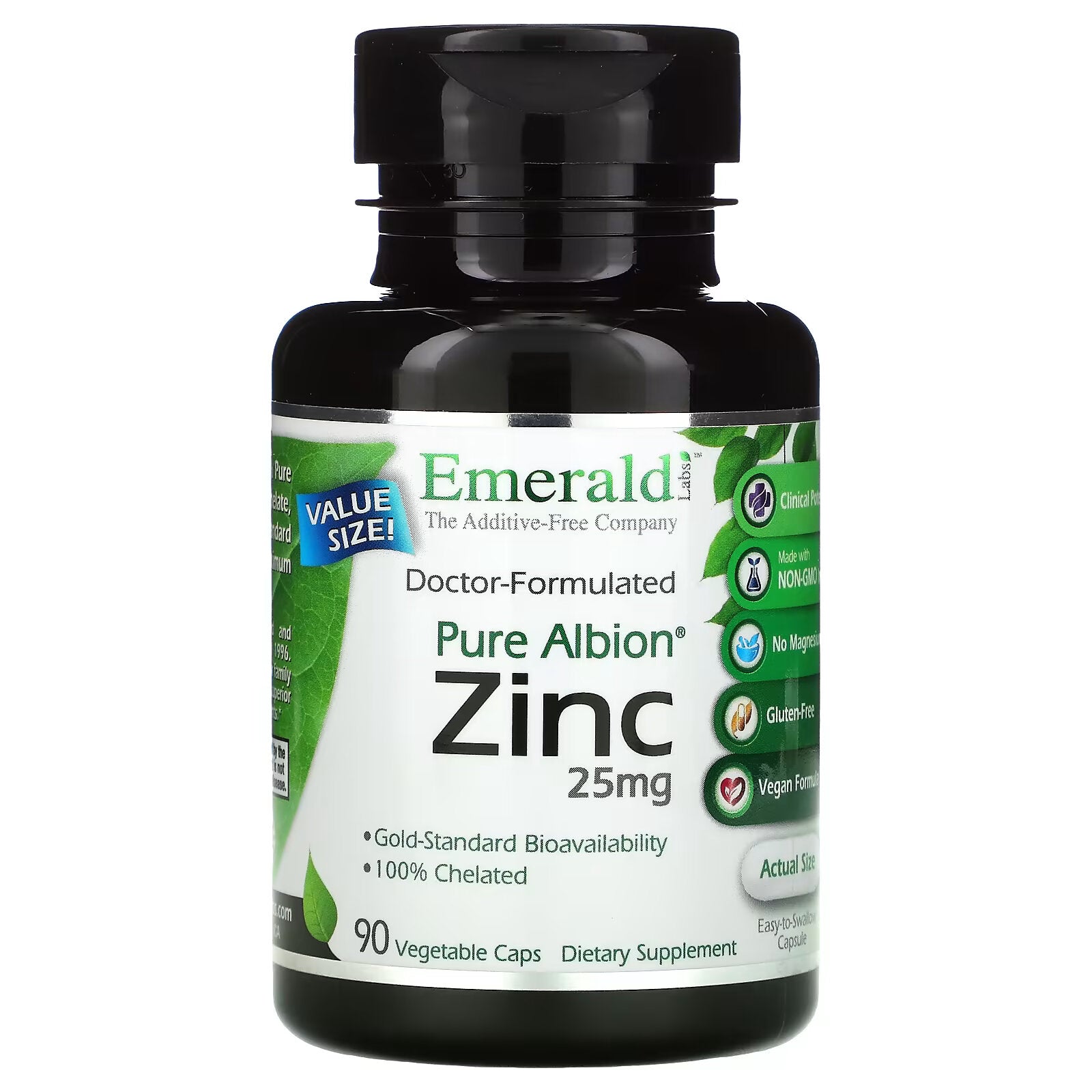 Emerald Laboratories, Albion Pure Zinc, 25 mg, 90 Vegetable Capsules