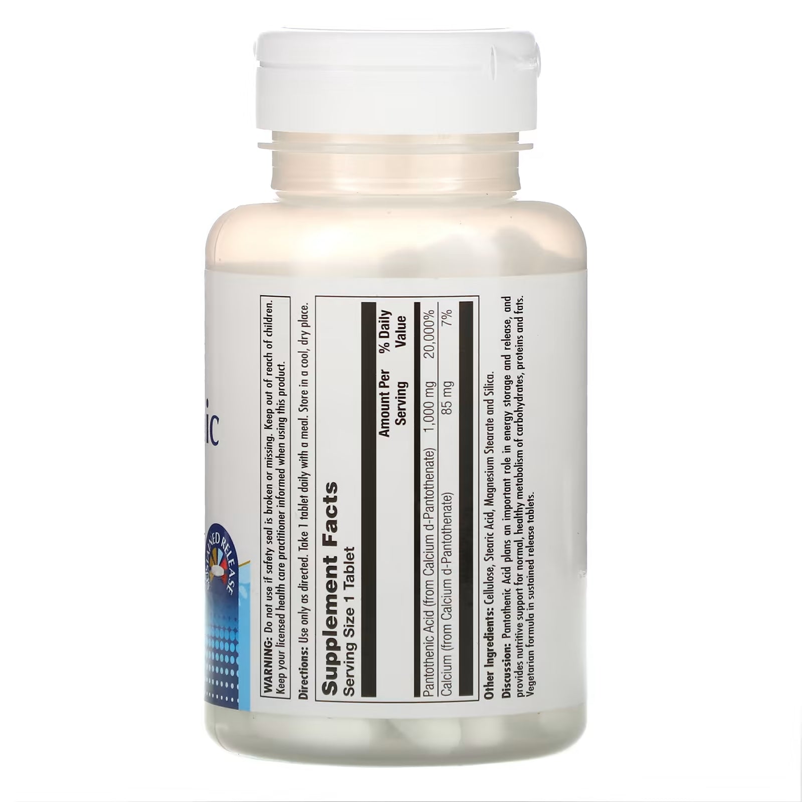 KAL Pantothenic acid 1000 mg, 100 tablets