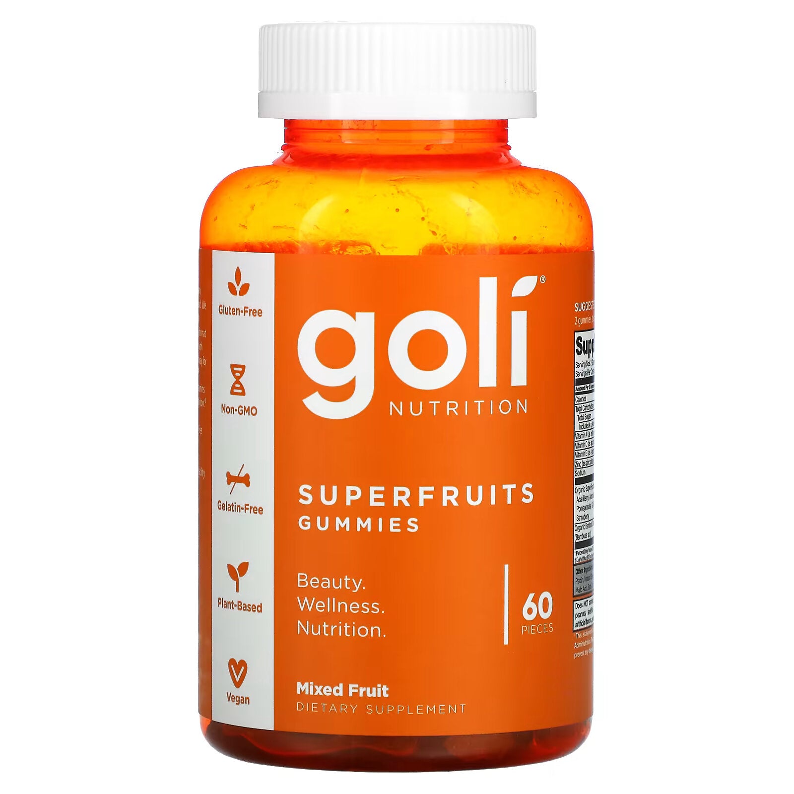 Goli Nutrition, Superfruit Gummies, Assorted Fruit, 60 Count.