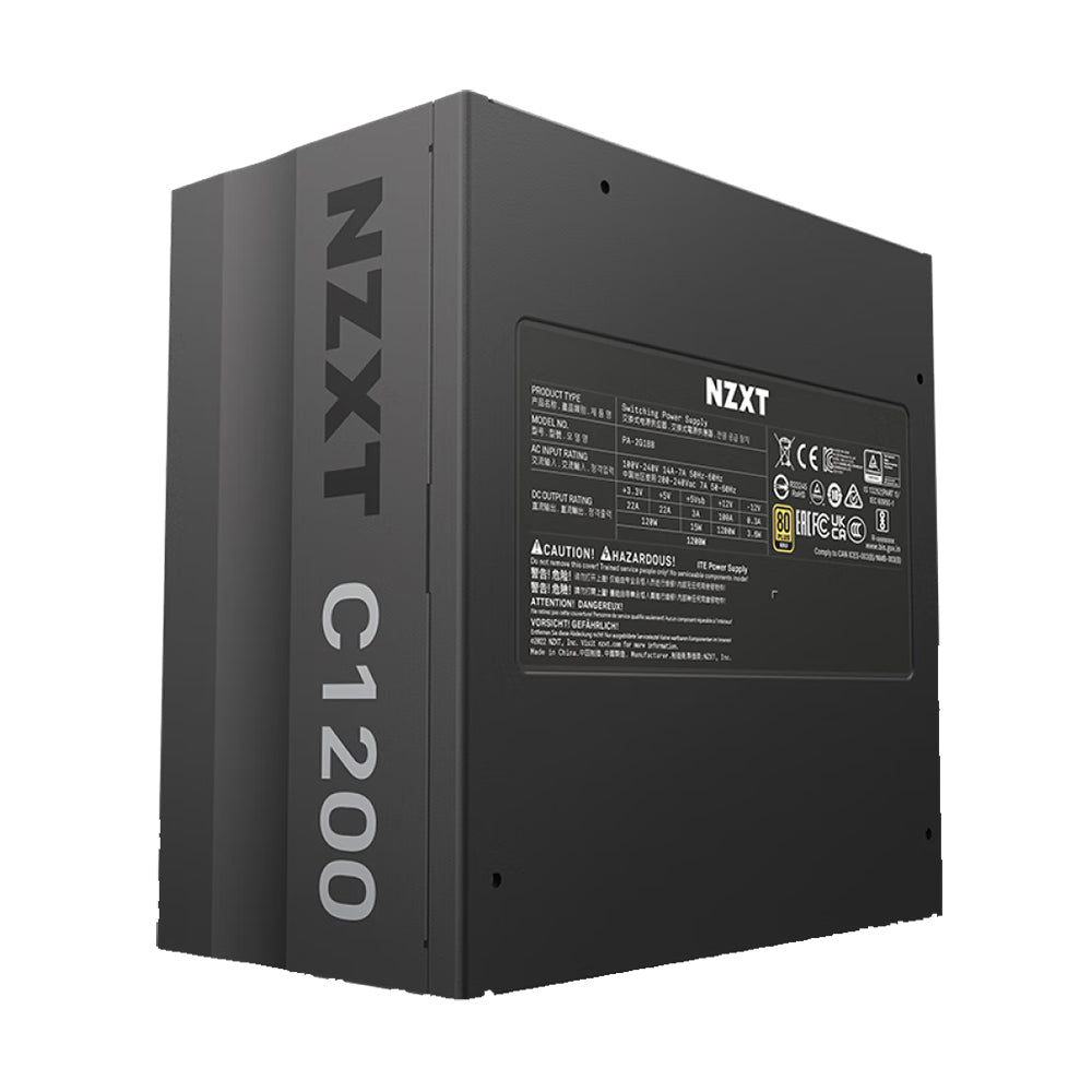 مزود الطاقة NZXT C1200، 80 PLUS Gold، 1200 وات، أسود