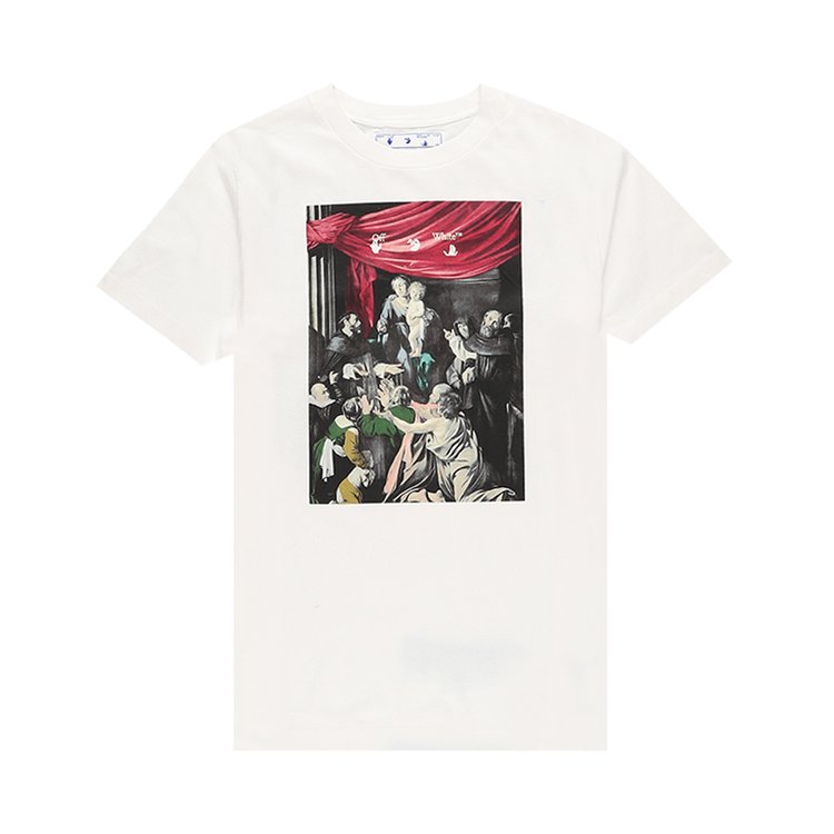 Off-White Caravaggio Paint Slim Tee 'White/Black', white