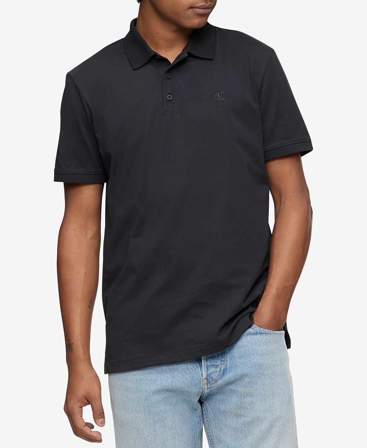 Calvin Klein Men's Smooth Cotton Monogram Logo Polo Shirt Regular Fit, Multi