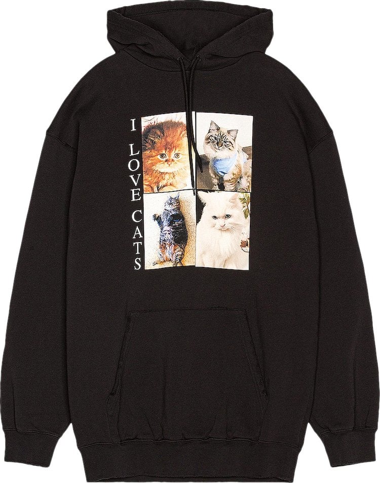 هودي Balenciaga I Love Cats باللون الأسود، أسود