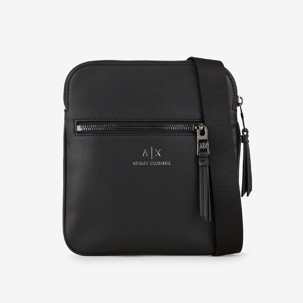 Armani Exchange Matte Flat Crossbody Bag, black