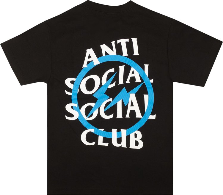 قميص بولو أزرق من Anti Social Social Club x Fragment Design باللون الأسود، أسود