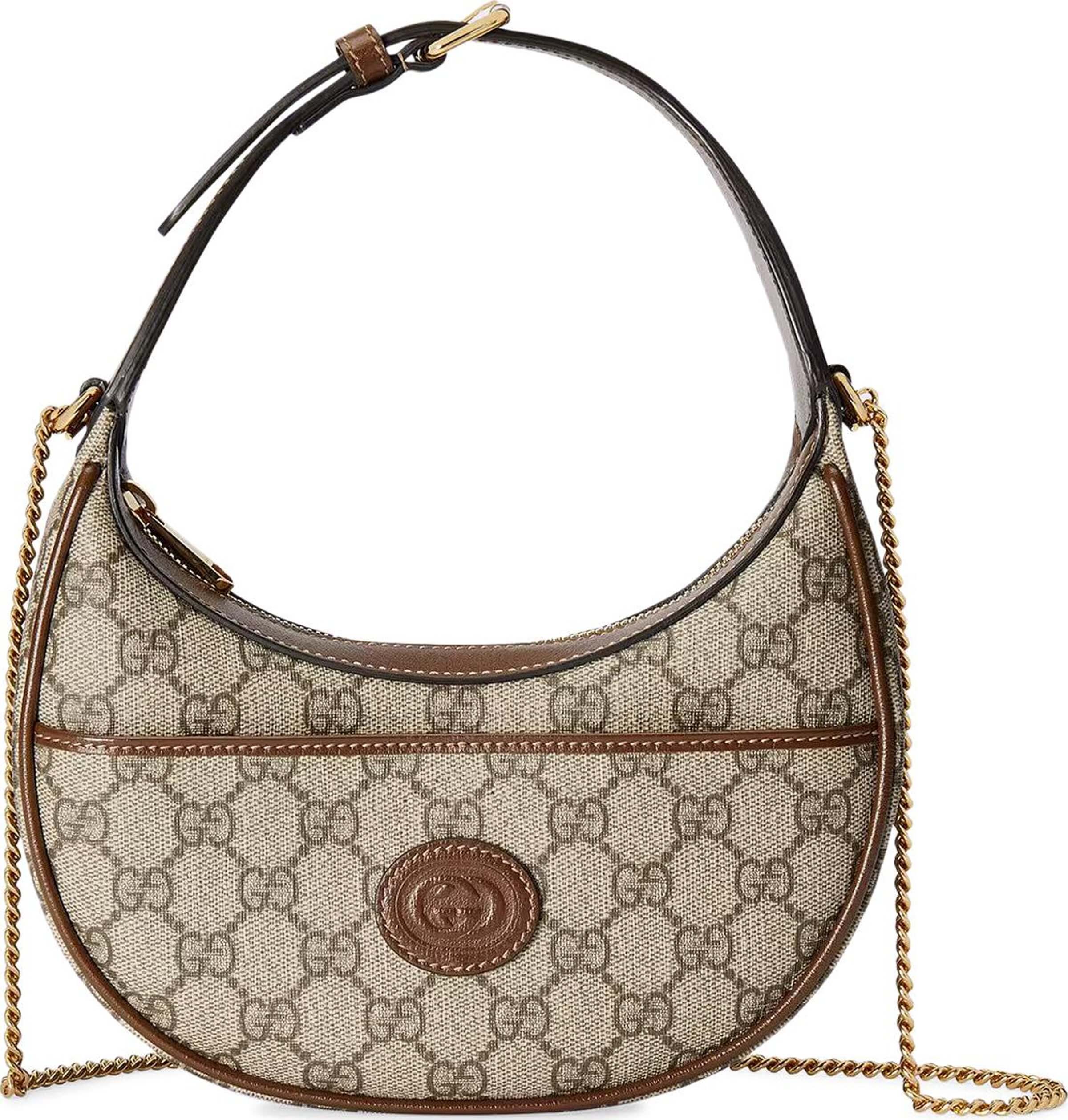 Gucci Half Moon Shaped Bag, Beige/Brown