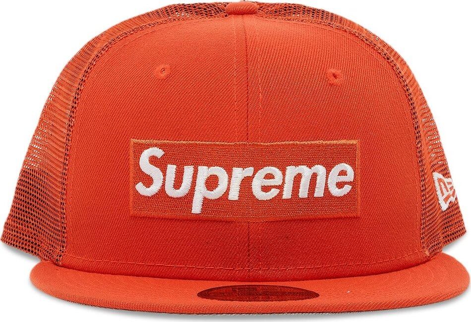 Supreme x New Era Box Logo Mesh Back Cap, orange