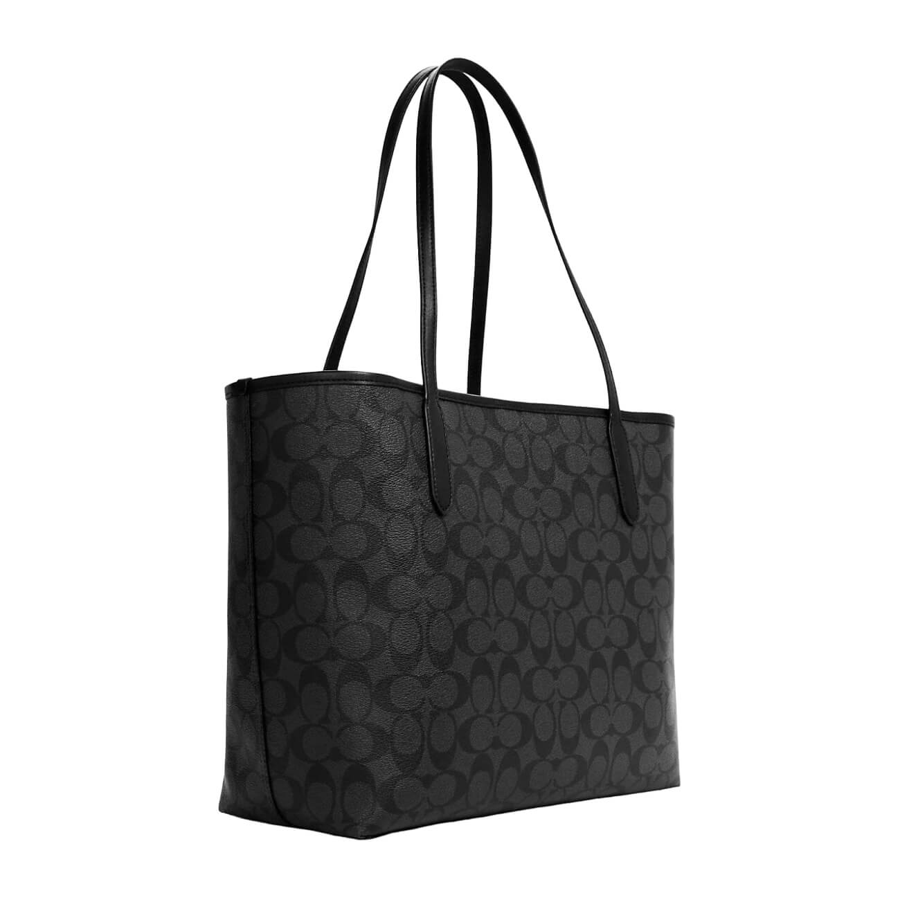 Coach Outlet City Tote in Signature Canvas, charcoal/black