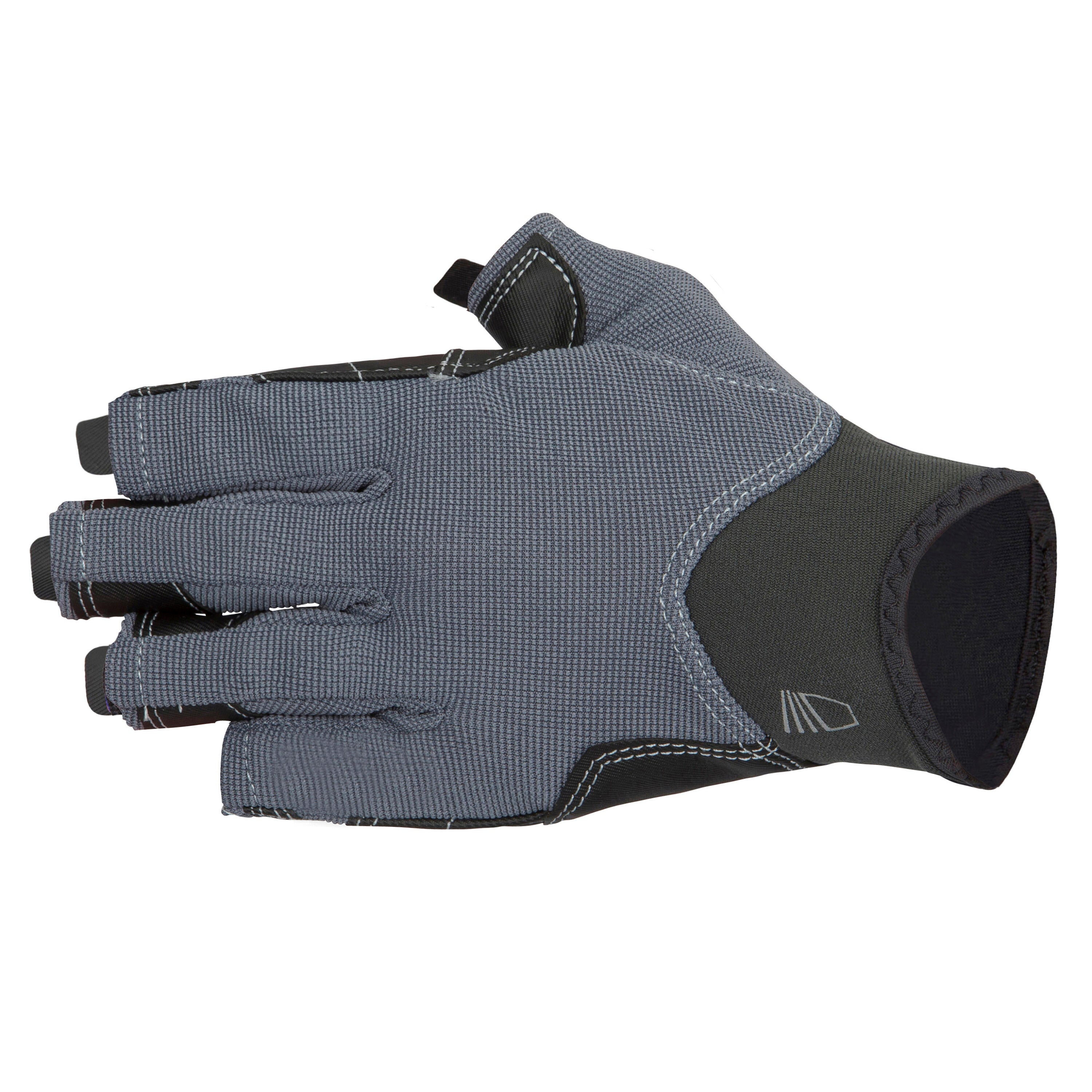 Women's/men's half-handed sailing gloves 500 dark gray TRIBORD asphalt grey/black/charcoal gray