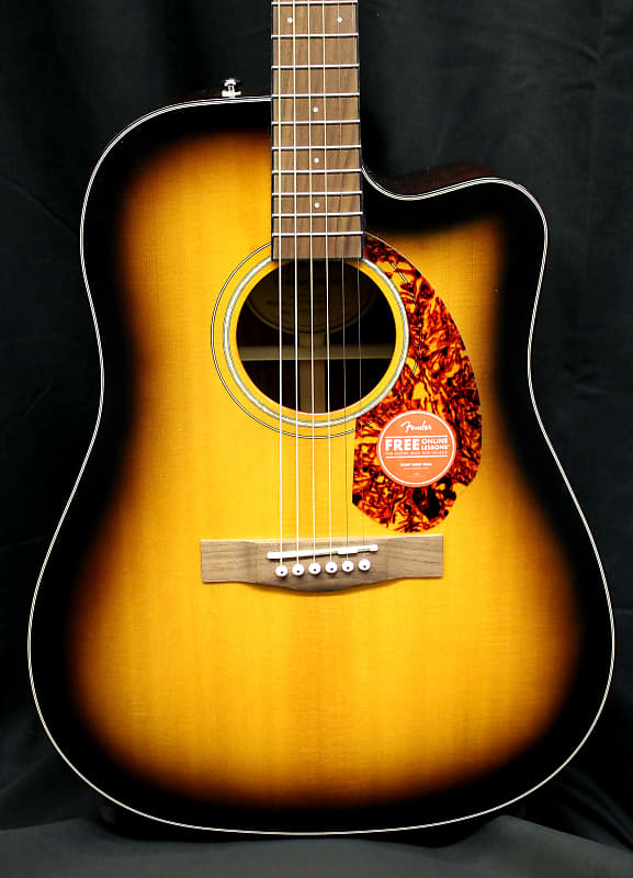 جيتار كهربائي صوتي من Fender CD140SCE Dreadnought Sunburst مع حقيبة