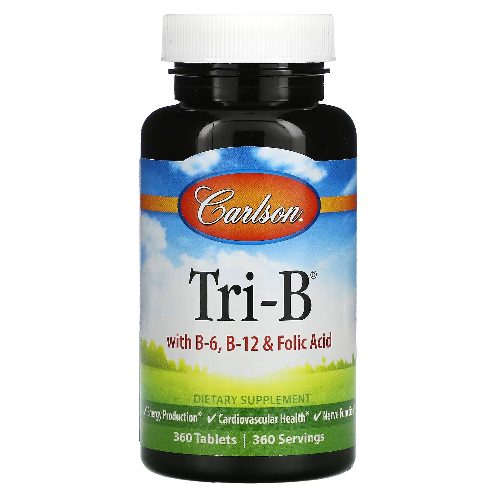 Carlson, Tri-B, Vitamin B6, B12 and Folic Acid Complex, 360 Tablets