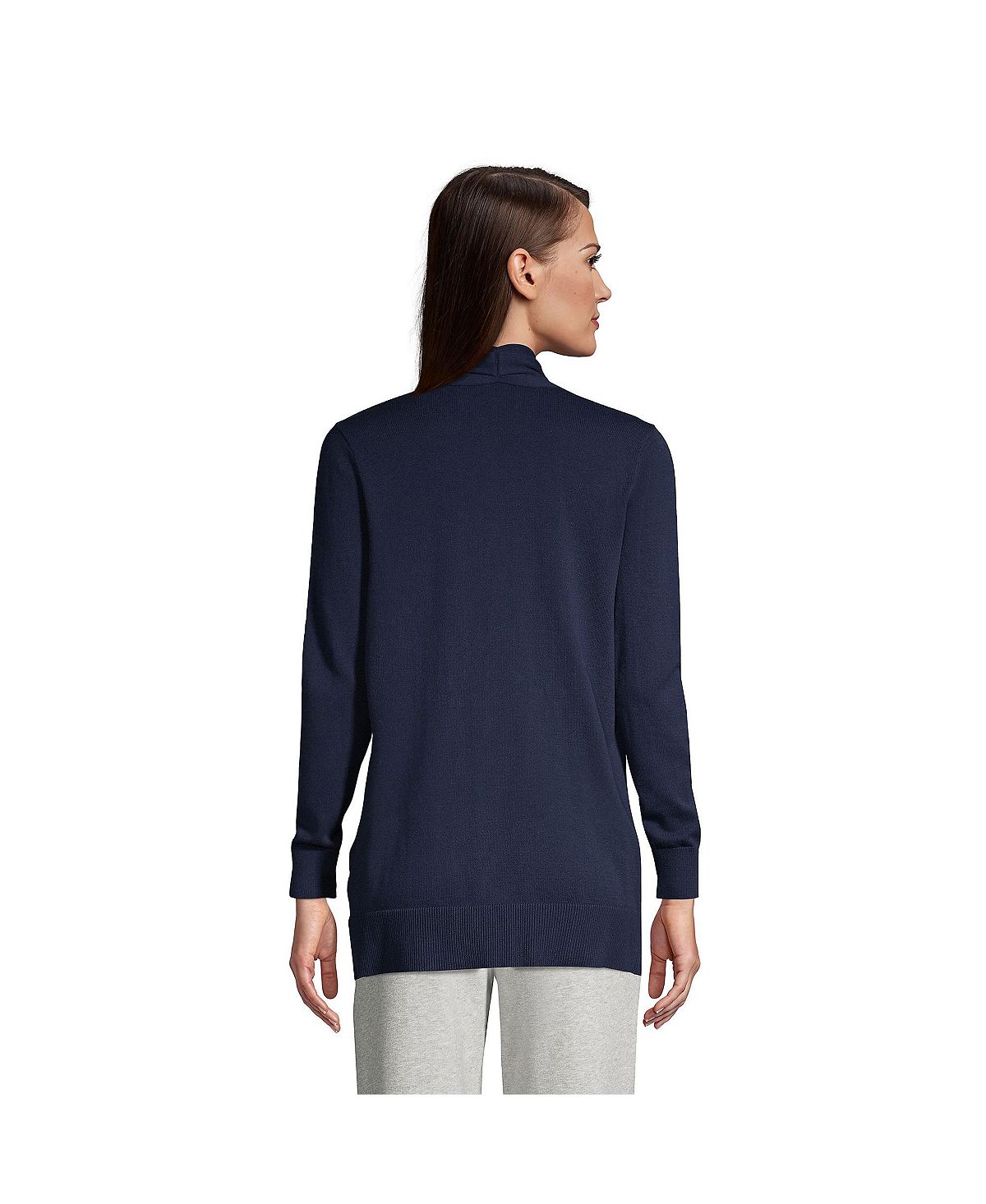 Lands' End Women's Cotton Cardigan with Open Sleeves and Sweater