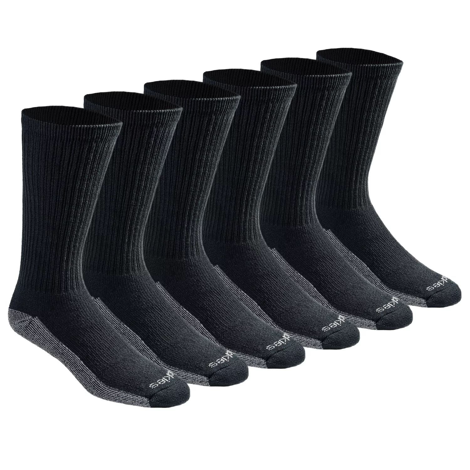 Dickies Men's Dri-Tech Comfort Moisture Control Socks 6 Pairs Crew Socks Black