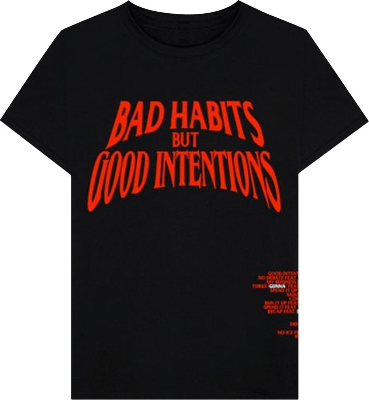 Vlone x Nav Bad Habits Good Intentions Tee 'Black', black