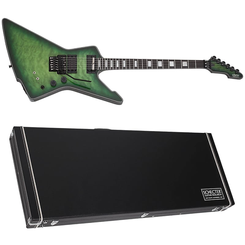 Schecter E-1 FR-S TGB Sustainiac Trans Green Burst + Schecter E-1 hard case! - BRAND NEW