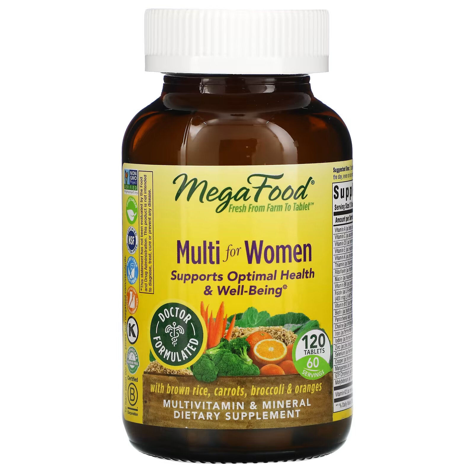 MegaFood, Multi for Women, complex of vitamins and microelements for women, 120 tablets