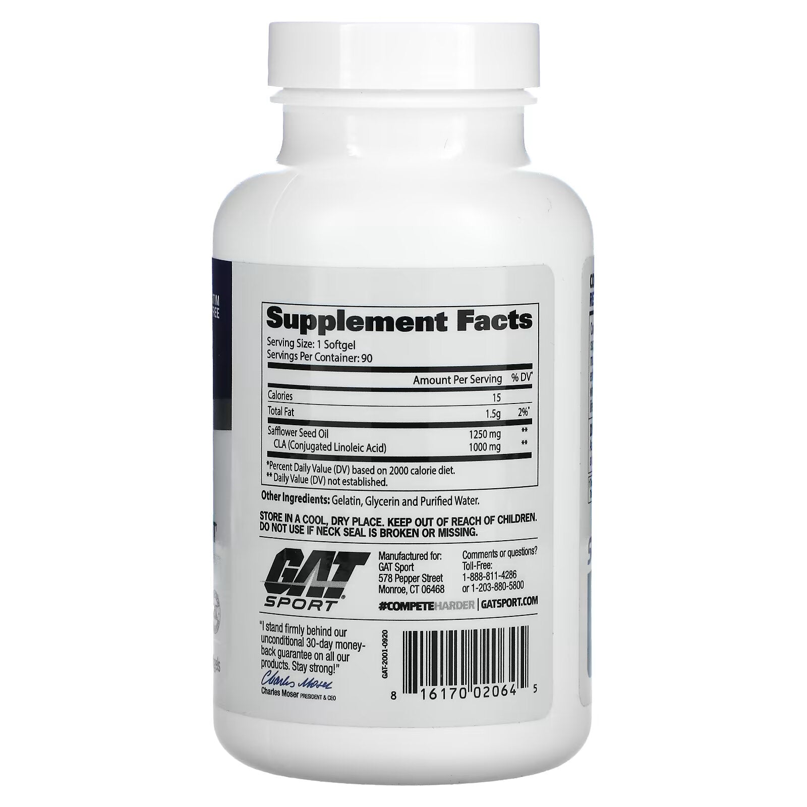 GAT, CLA 1250 (Conjugated Linoleic Acid), 90 Liquid Softgels