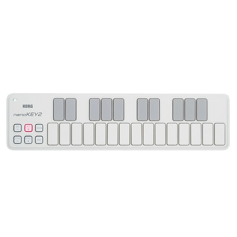 لوحة مفاتيح Korg nanoKEY2 Slim Line MIDI USB مكونة من 25 مفتاحًا، باللون الأبيض