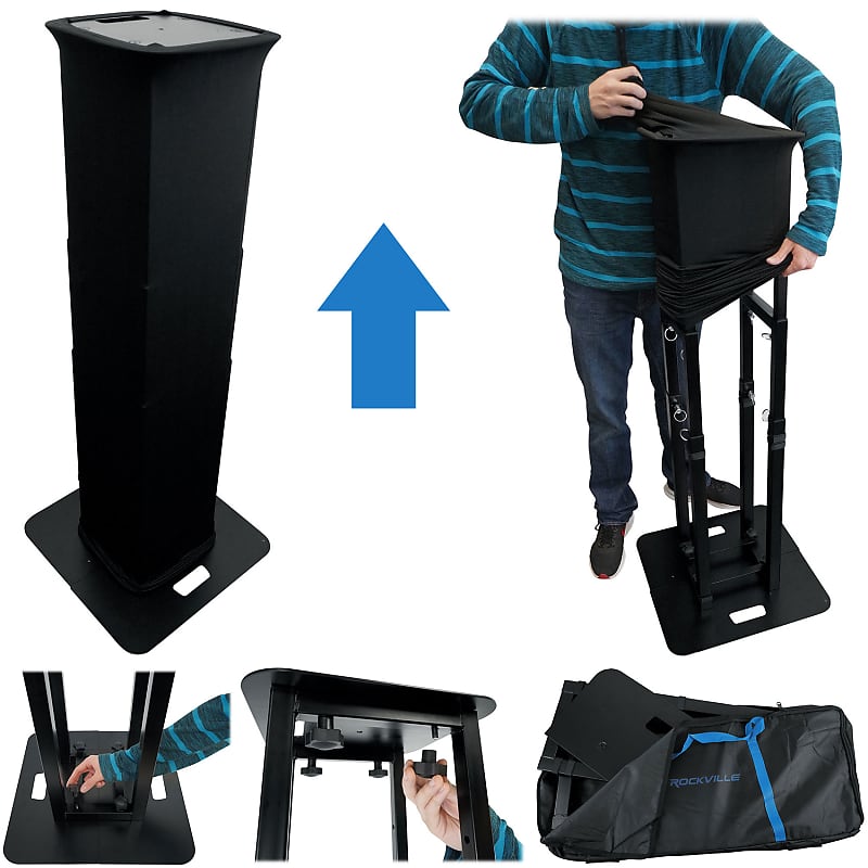 2) Rockville RTP-GO Black Portable Folding DJ Totem Light Stands + Bags + Scrims (2) RTP-GO BLACK