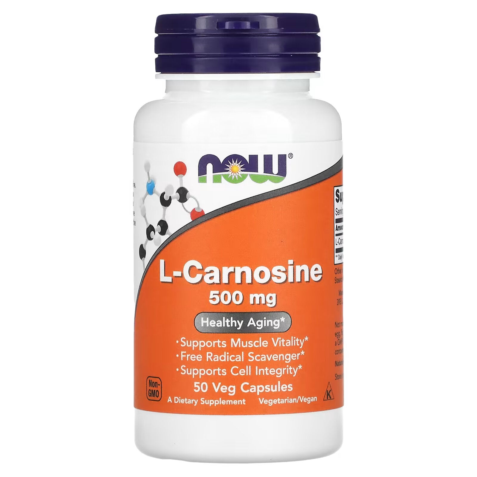 NOW Foods L-Carnosine 500 مجم، 50 كبسولة نباتية