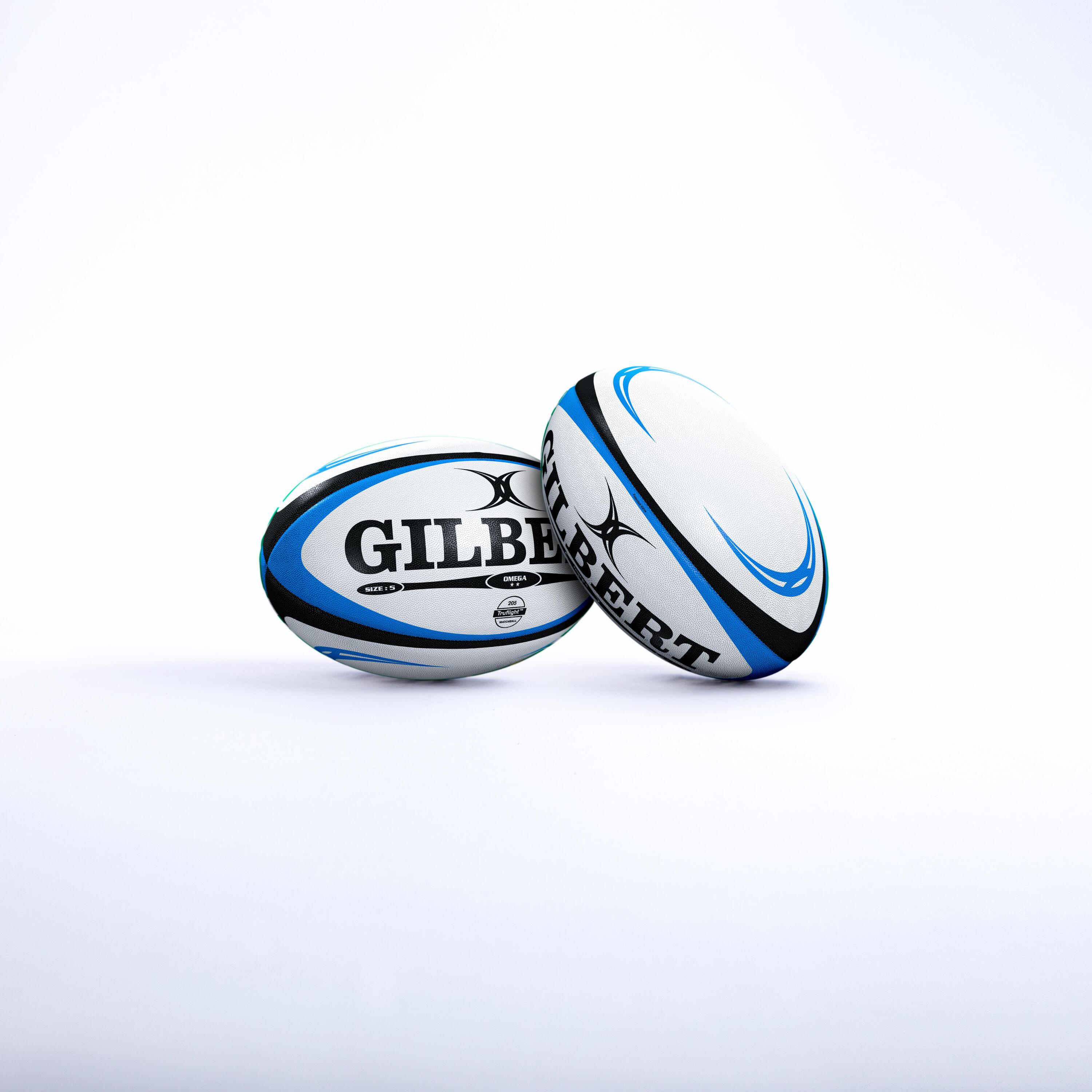 Rugby ball size 5 - Gilbert Omega white/blue