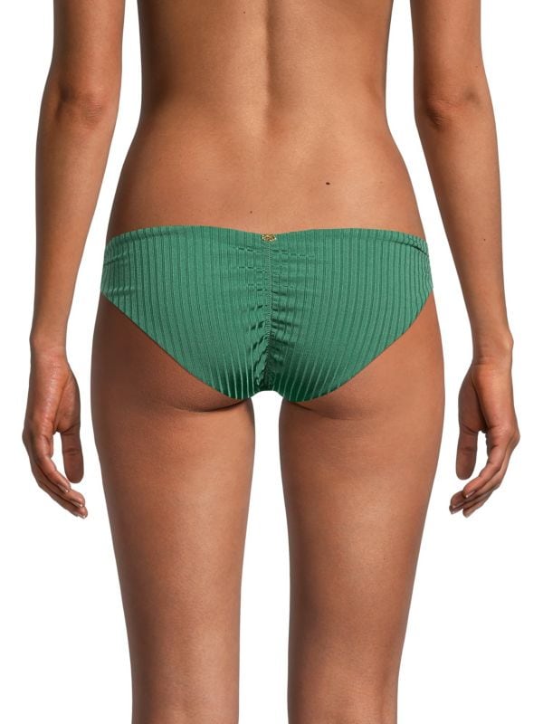 Pilyq Ruffle Plunge Bikini Bottoms, Green