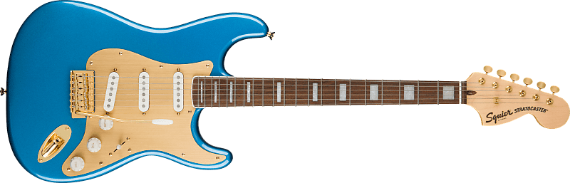 Squier 40th Anniversary Gold Edition Stratocaster Gold Anodized Pickguard Lake Placid Blue 40th Anniversary Gold Edition Stratocaster Gold Anodized Pickguard Lake Placid Blue