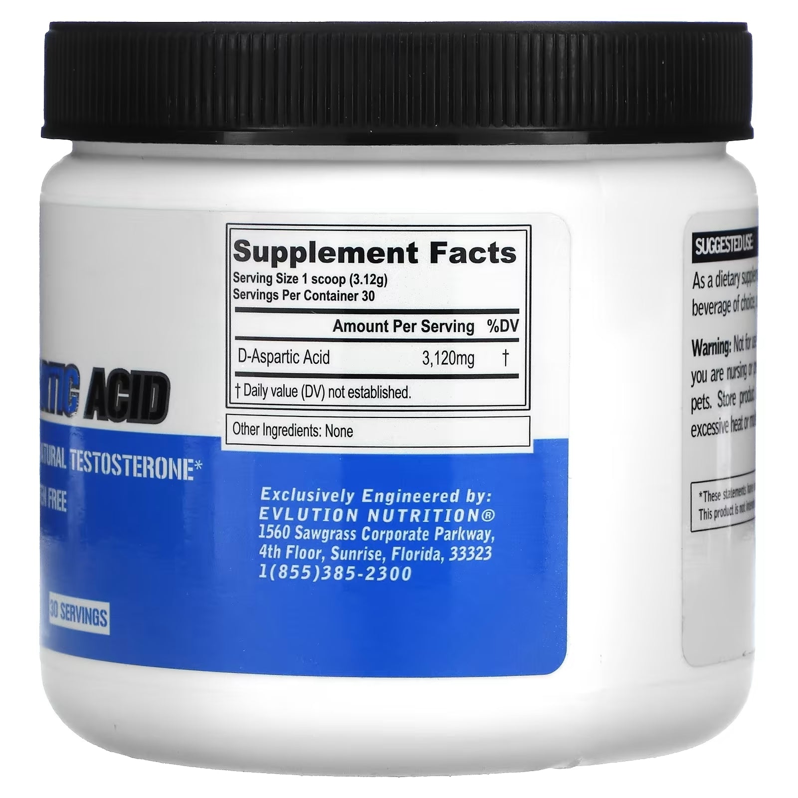 EVLution Nutrition D-Aspartic Acid Unflavored, 94 g