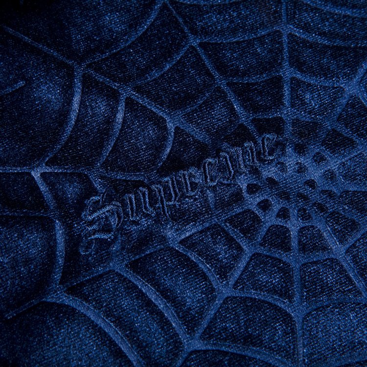 قميص Supreme Spider Web Velvet بأكمام قصيرة "Navy"، أزرق