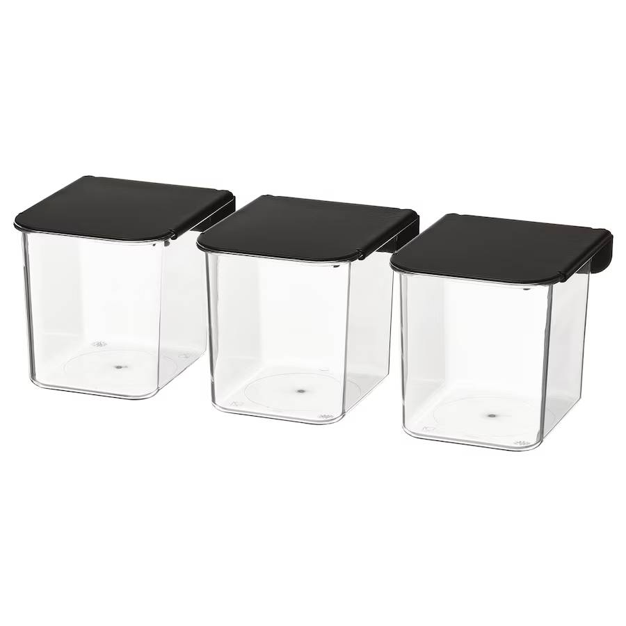 Jars with lid Ikea Skadis, black