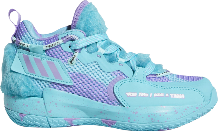 حذاء رياضي Adidas Monsters Inc. x Dame 7 EXTPLY Little Kid 'Sulley'، باللون الأزرق