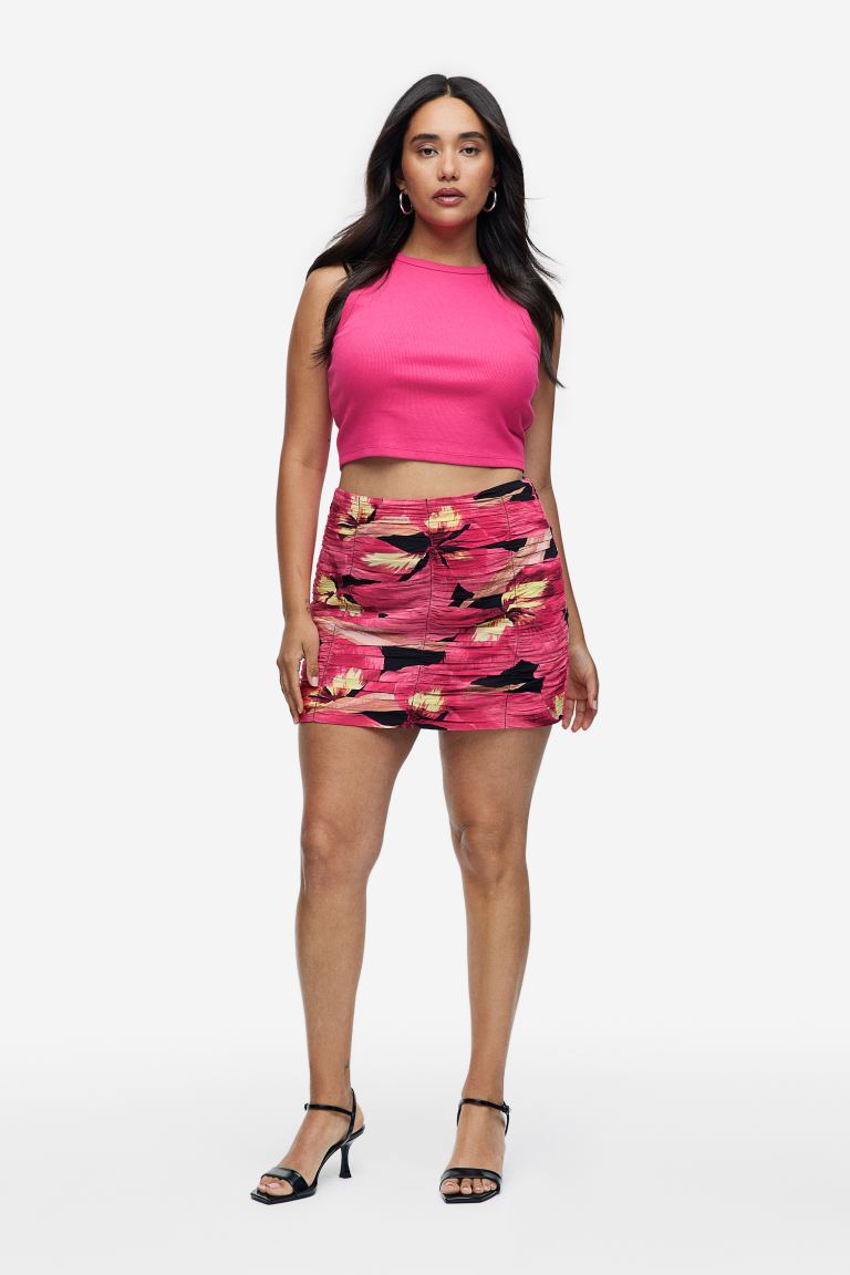 Draped miniskirt H&M, cherry/orchid